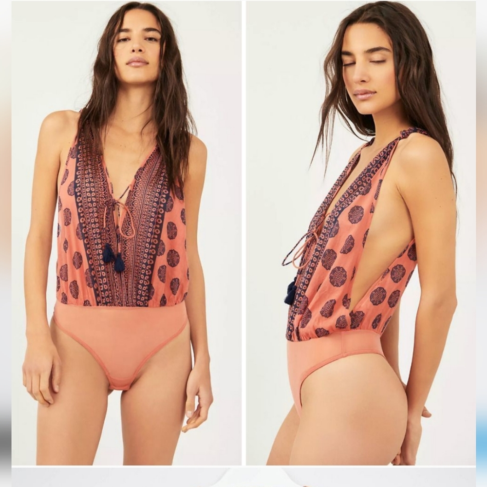 Free People Soul of The Sun Bodysuit in Brick Combo